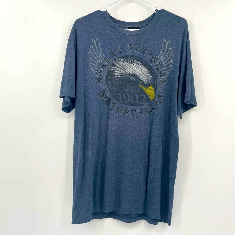 Harley-Davidson Gray Graphic T-Shirt Blue XL